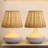 8” H USB Bamboo Woven Lampshade Table Lamp, 3-Color Led Light Source