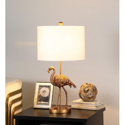 Lampe de table 26 po en résine flamant doré mat