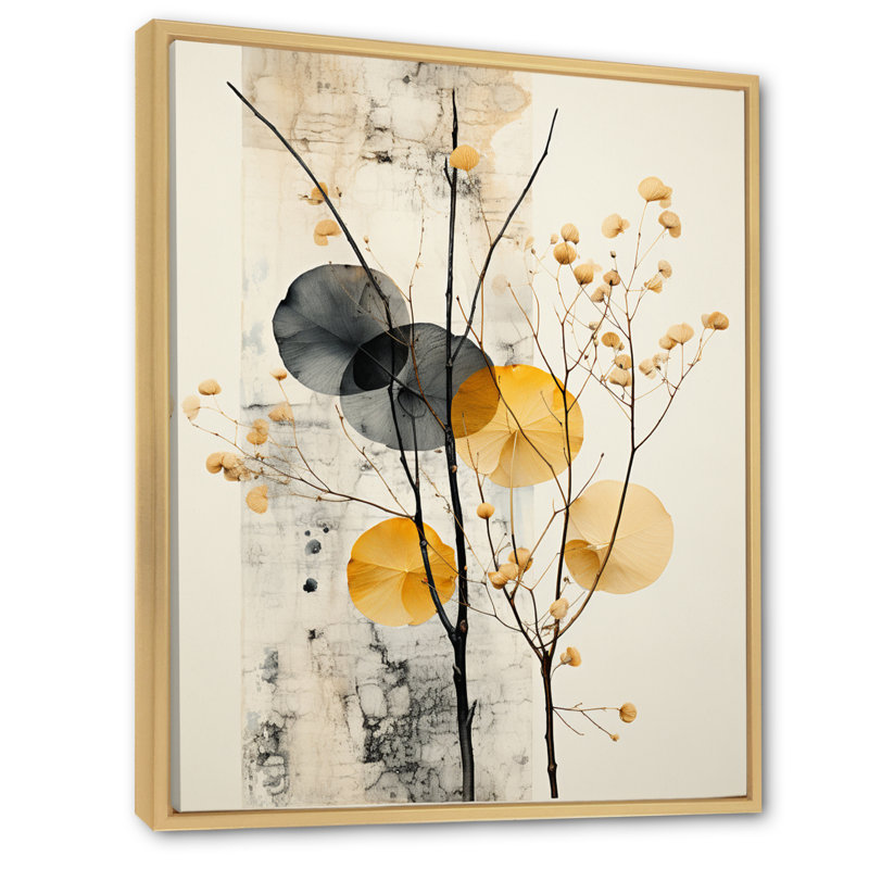 «Taurius Asian Art Seashell Sumi» - reproduction d'art, H 44 po x l 34 po x P 1,5 po, Toile naturelle avec cadre flottant