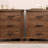 Rustic Three Drawer Reclaimed Solid Wood Farmhouse Nightstand Set of Two, Perfect for Adding Vintage Charm to Your Bedroom Decor.
