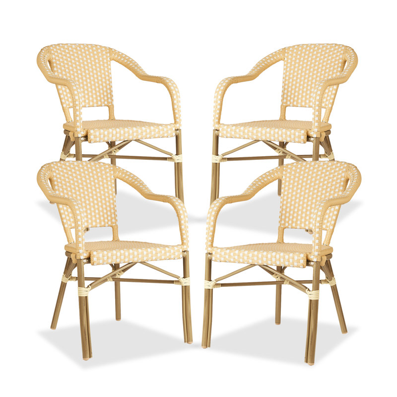 Fauteuil de terrasse empilable, Jaune crème