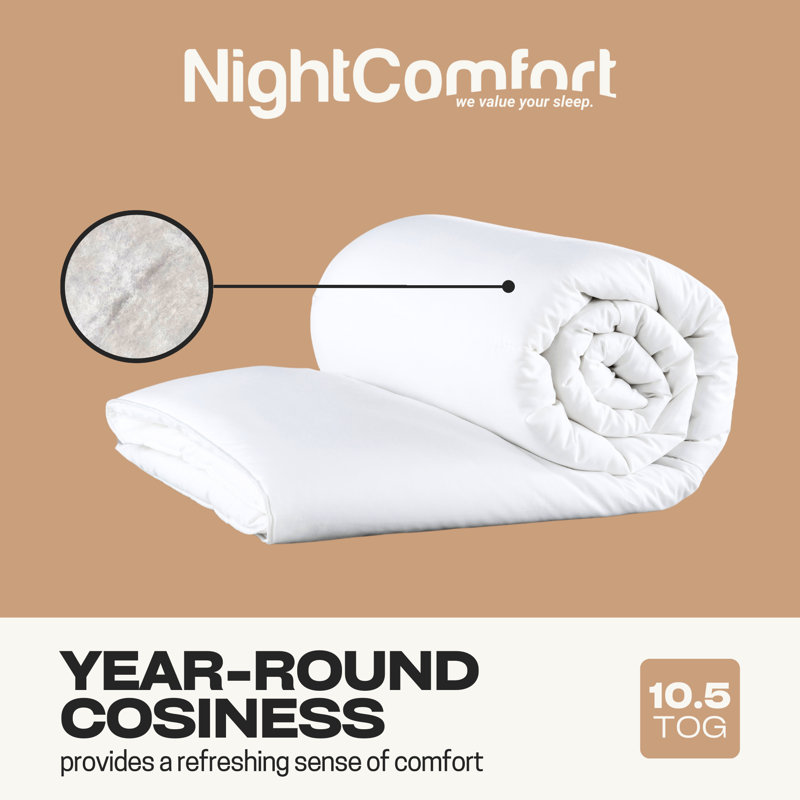 NightComfort Egyptian-Quality Cotton Anti-Allergy All Season 10.5 Tog Duvet, Kingsize