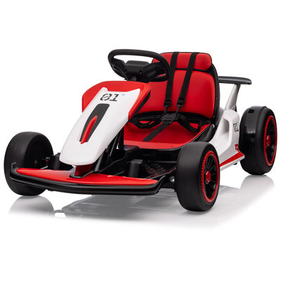 Kart électrique 200W pour enfants avec moteur à double dérive de 200 W, véhicule à batterie 7AH avec fonction de dérive à 360 °, 8,1 MPH maximum, ceinture de sécurité à 5 points, capacité de charge de 110 lb