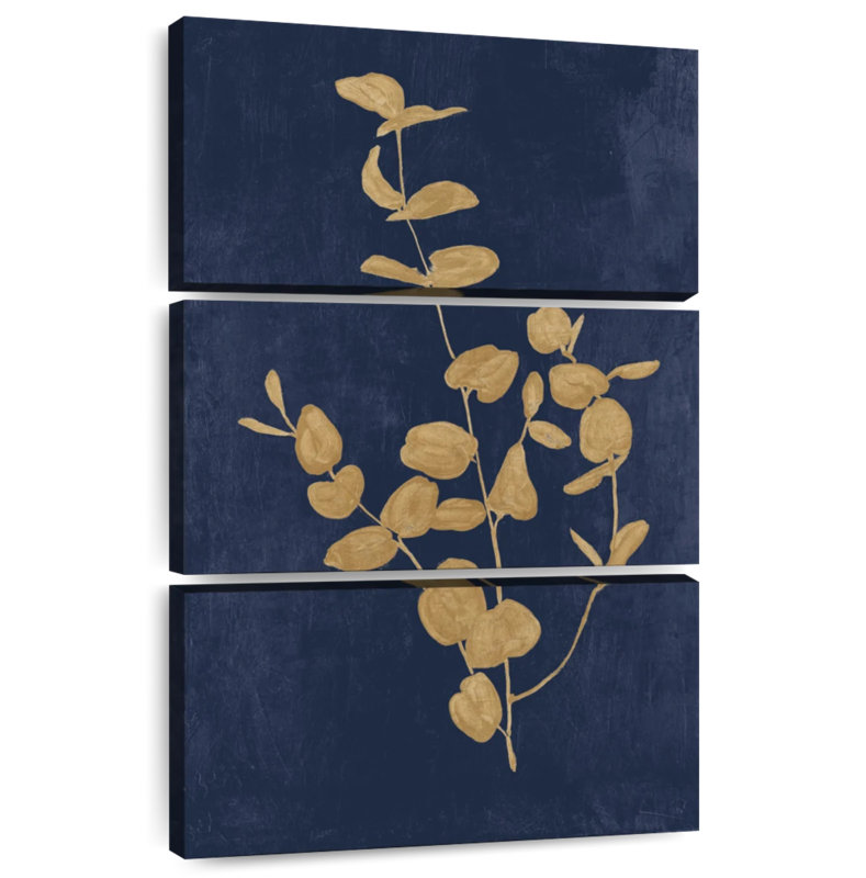 Étude botanique Harnek III - bleu marine, H 57 po x l 36 po