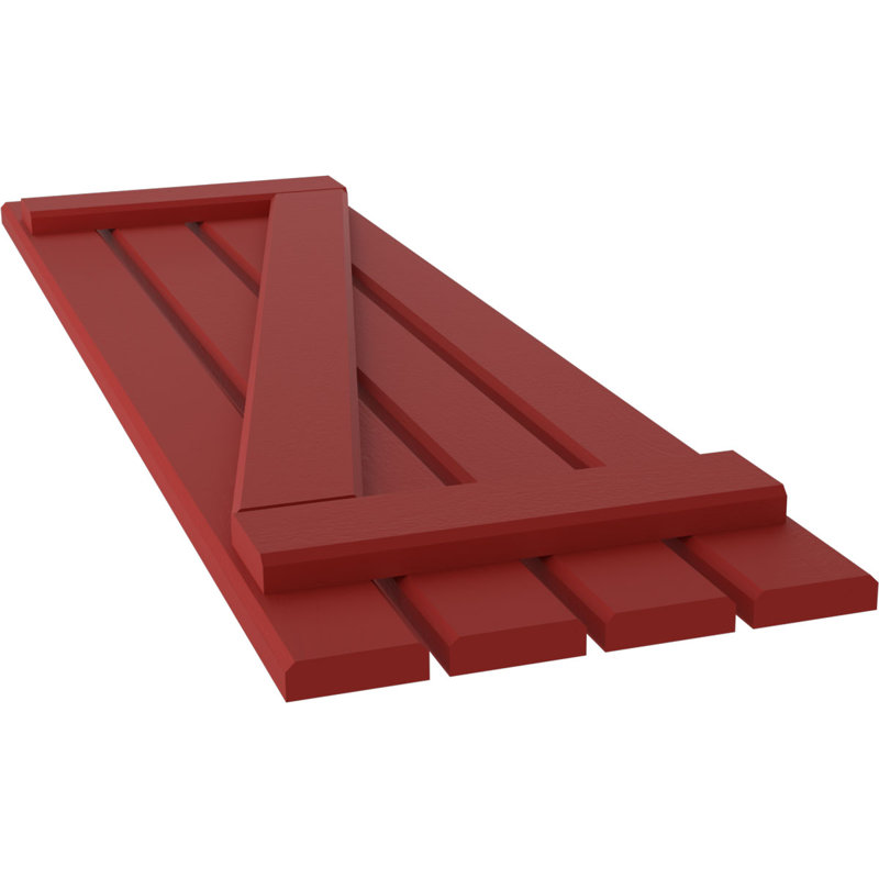 Volets de planche-n-lattes avec barre en Z (par paire) Americraft (2 lattes), Rouge feu, 15 1/2", 37"
