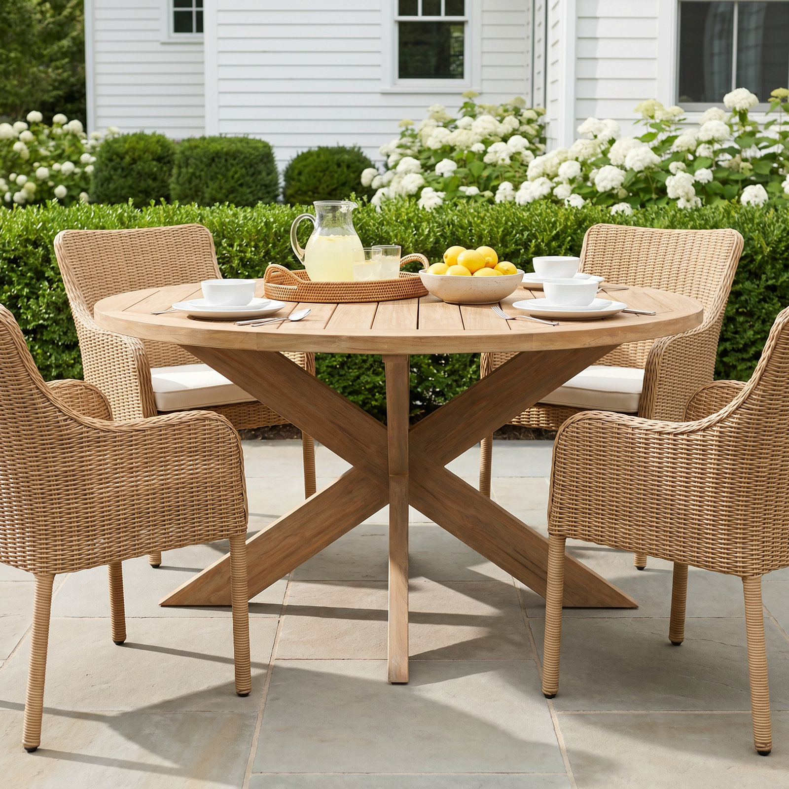 Coastal Teak 56" Teak Patio Dining Table