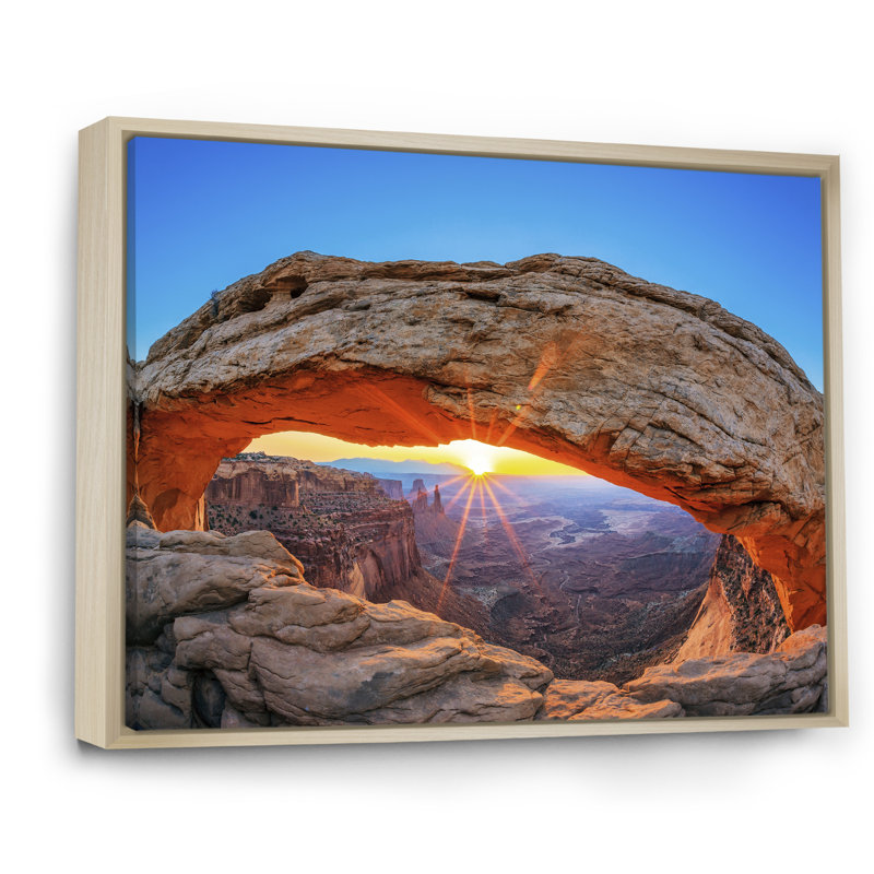 Sunrise Mesa Arch Canyon dans l'Utah, H 12 po x l 20 po x P 1 po, Cadre naturel flottant