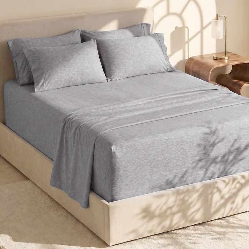 Ensemble de draps en micro-fibre, Drap-housse de taille simple, Gris chambray