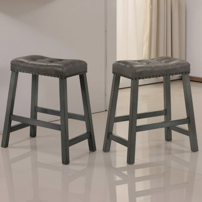 Ensemble de 2 tabourets de comptoir rustiques, tabourets de bar en bois sans dossier de 25 pouces