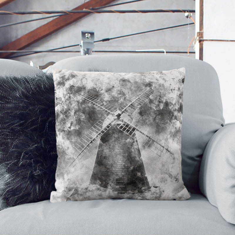 Halnaker Windmill in Chichester Cushion with Filling, Stone, 40cm H x 40cm W x 15cm D