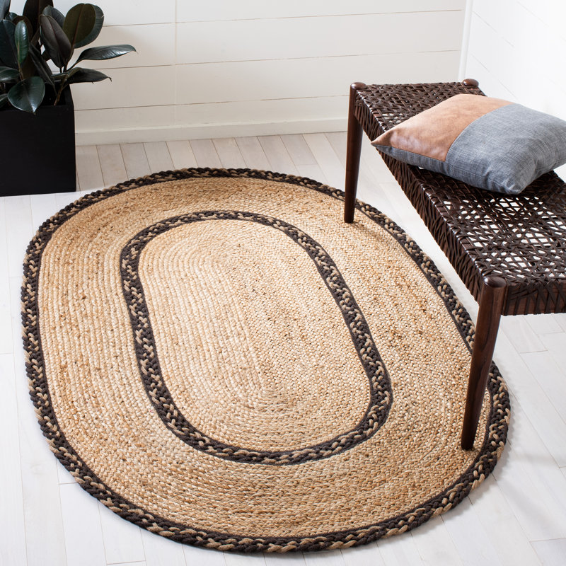 Baldemar Oval Handmade Brown/Natural Area Rug, Oval 7' x 9'