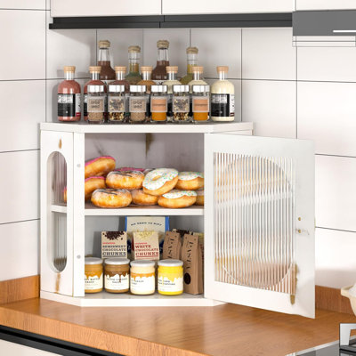 Boîte à pain de coin pour comptoir de cuisine, grande boîte à pain en bois, bac de rangement de pain à double couche, boîte à pain en bambou pour le pain fait maison, organisateur de cuisine de ferme avec fenêtre en acrylique