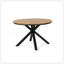 Table de salle à manger d'extérieur, plateau en teck et pieds en métal noir