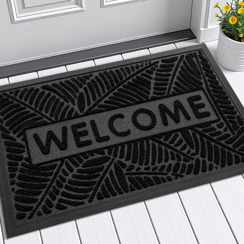 Tapis de porte extérieur antidérapant durable, Gris foncé, L 15 po x L 24 po