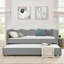 Divan-lit rembourré polyvalent 3 en 1 avec couchette coulissante et poches de rangement latérales, idéal pour les espaces multiples et les espaces restreints-358199610