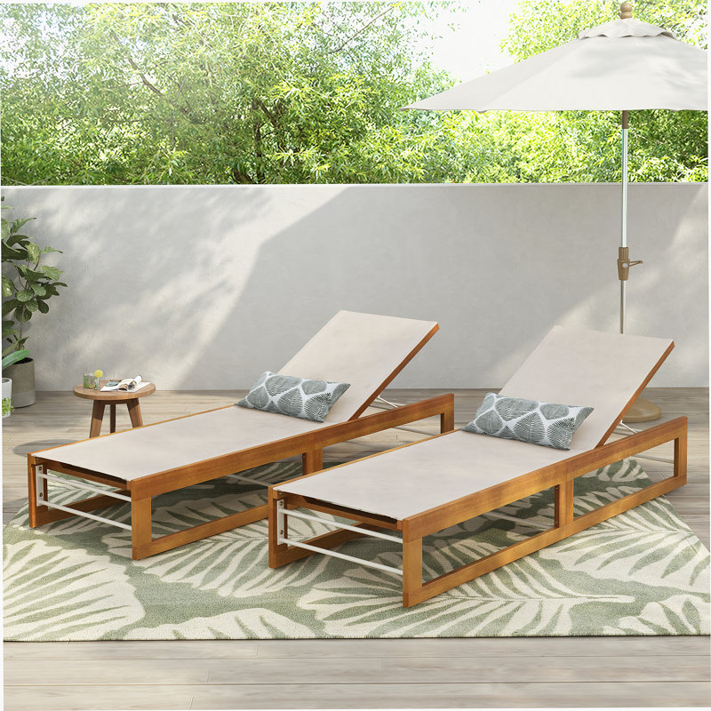 Ensemble de 2 chaises longues d'extérieur, Beige, 2