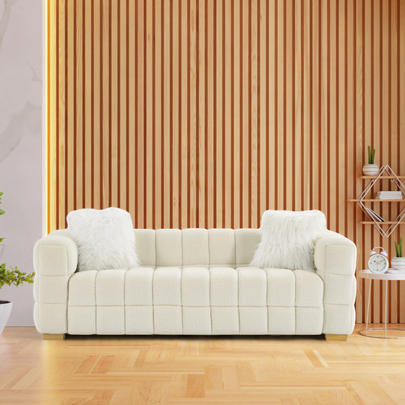 Canapé rembourré 82,7 po Alara Alara, Boucle blanc