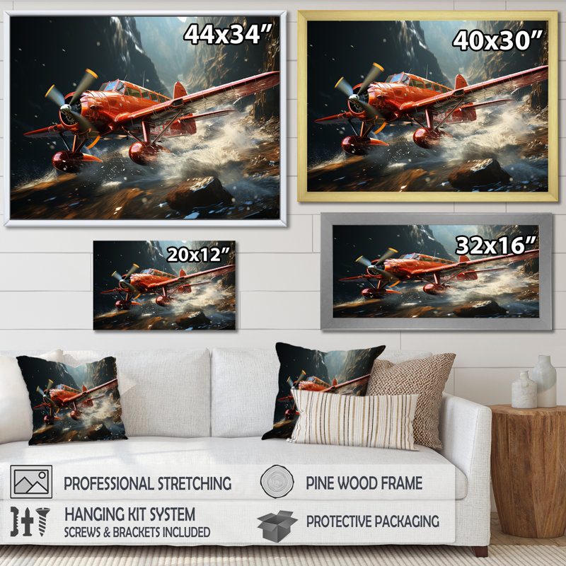 An Blur Plane In Flight - Plane Wall Art Living Room, H 30 po x l 40 po x P 1,5 po, Cadre photo doré simple