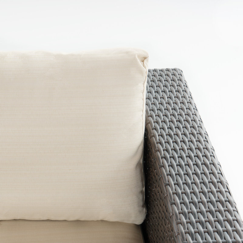 Chaise longue d'extérieur en osier Haryss, Beige