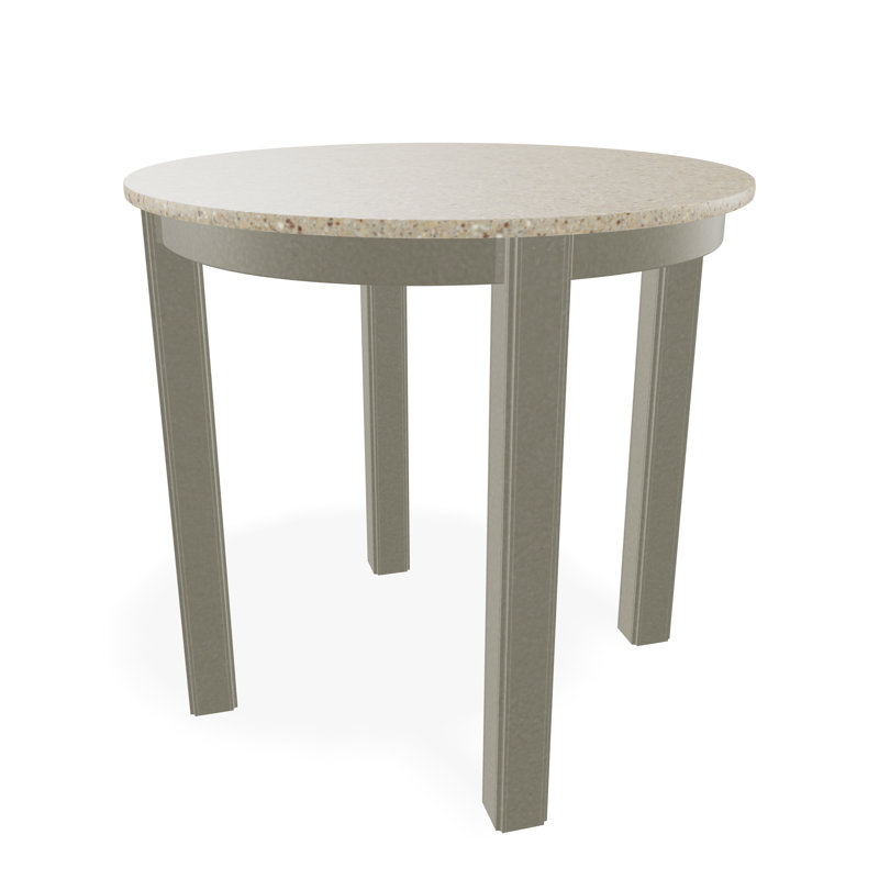 Outdoor Round Side Table, White/White, Acrylic