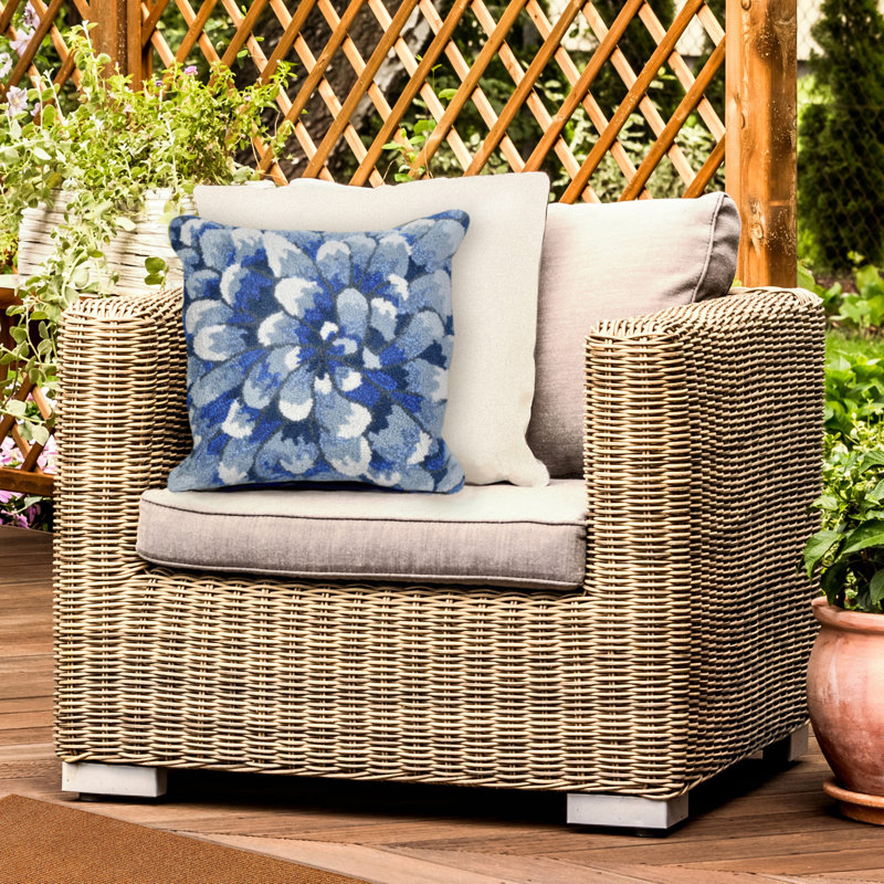 Housse de coussin carré et insert, bleu