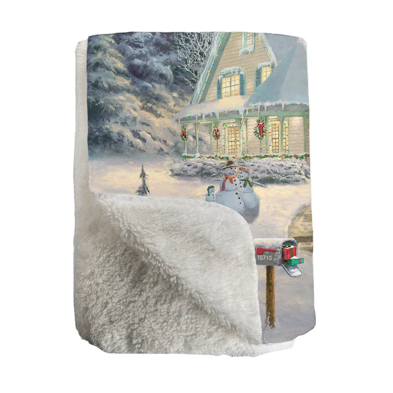Jeté en sherpa Thomas Kinkade