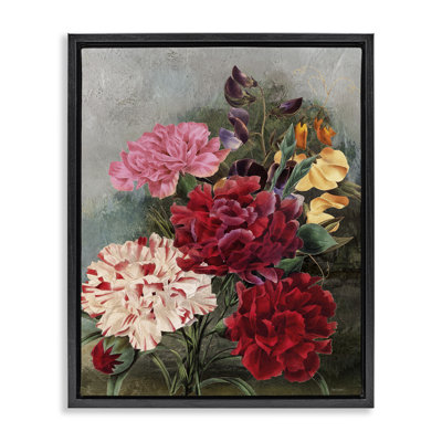 «Vintage Geranium Blooms», art mural encadré par Carol Robinson
