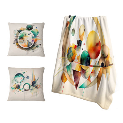 Aquarelle multicolore à motif géométrique IV - ensemble de coussins géométriques abstraits
