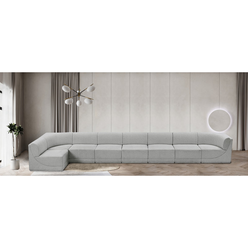 Canapé modulaire rembourré 8 pièces Ollie, Tissu gris bouclé