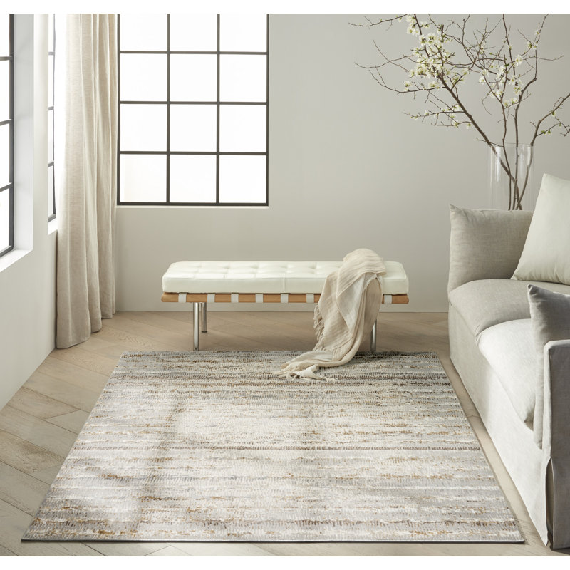 Calvin Klein CK073 Compass Ivory Rust Modern Indoor Rug, Rectangle 3'11" x 5'11"