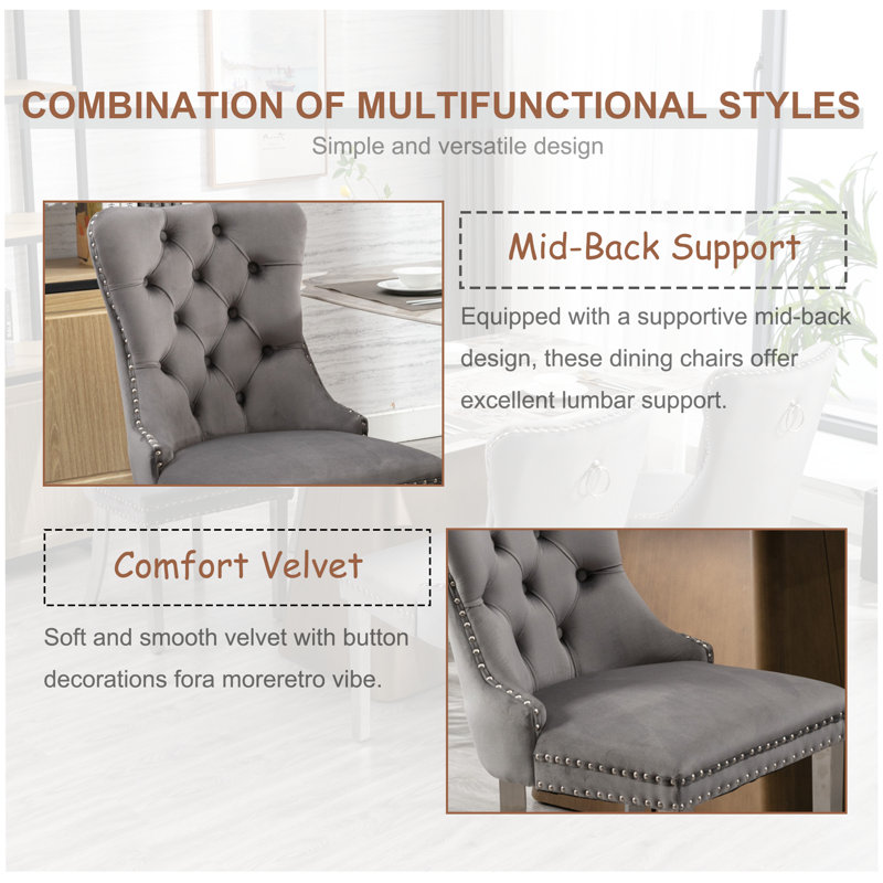 Rosdorf Park High-end Tufted Velvet Upholstered Nailhead Dining Chair (Set of 4)