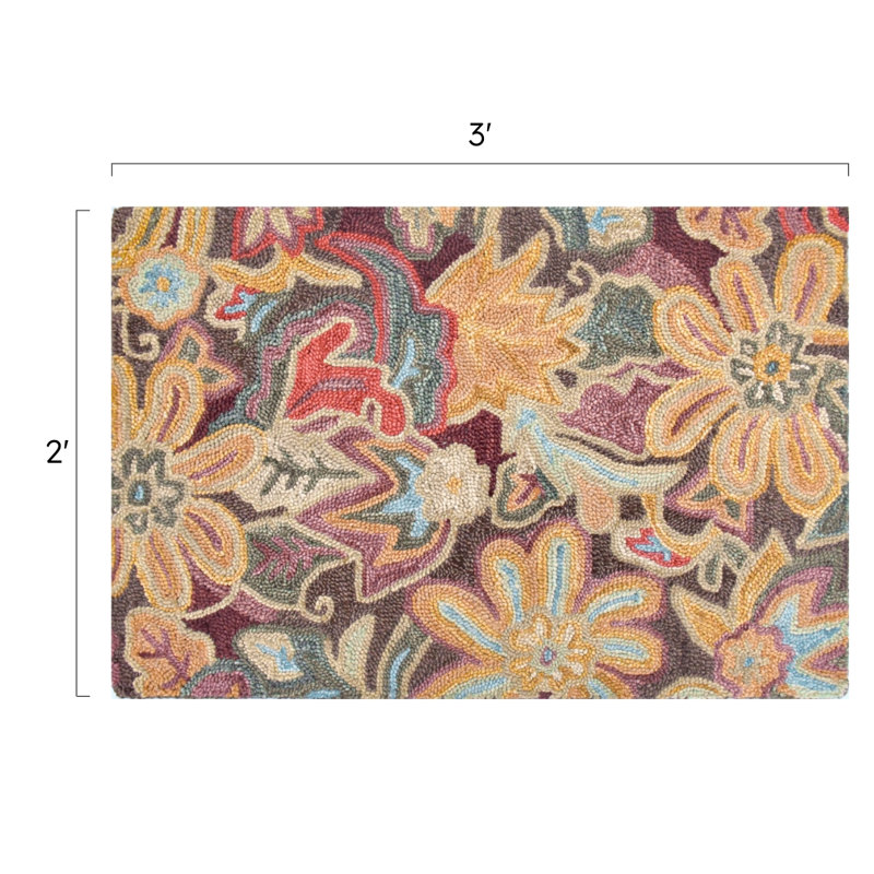 Floral Tapestry Hand-Tufted Wool Brown/Red/Spice Rug, Rectangle 8' x 10'