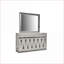 Ensemble de chambre à coucher, grand lit moderne gris clair 4 pièces avec ampoule à DEL Accents de rangement hydraulique en bois doré | Bois | Commodes doubles-403608417-403608416