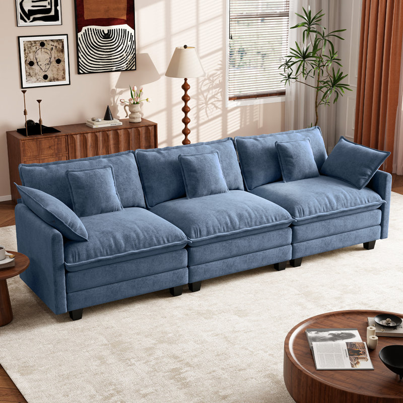Canapé modulaire en chenille modulaire 111,5 po George, Blue