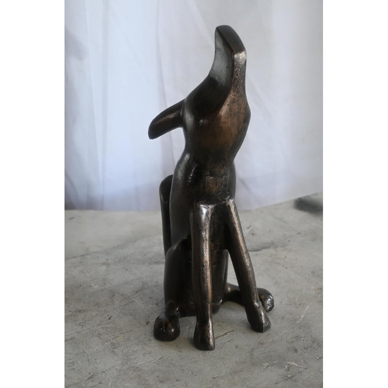 Petite statue en aluminium «Coyote Hurlant» Collection Faune 6 po x 8 po x H 14 po