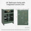 Meuble-lavabo autoportant 24 po en MDF + fer avec plateau à 3 tiroirs et portes à fermeture douce - vert-130918318-130918322