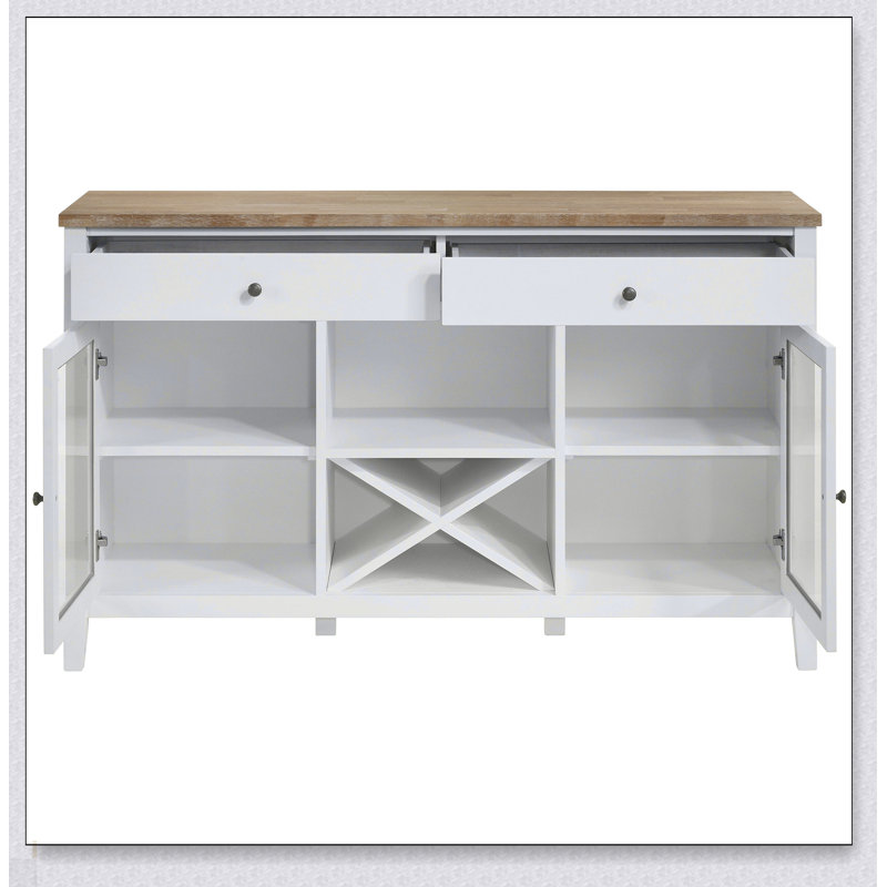 Buffet rustique et moderne à 2 portes avec rangement spacieux, pour un décor campagnard et côtier.