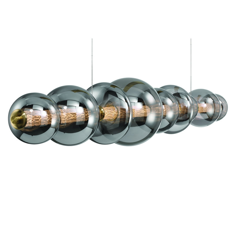 Lustre Atomo LED, Fumée, Or brossé