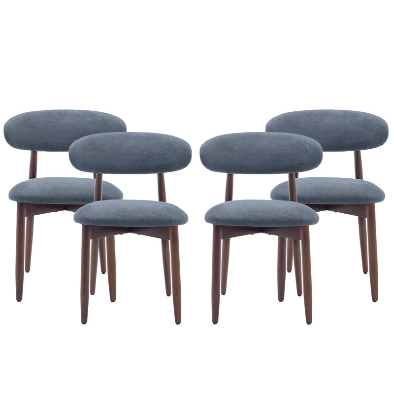 Chaise d'appoint rembourrée en bois massif Vannie, Bleu