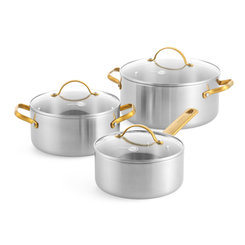 GreenPan Padova Reserve Stainless Steel 3 Piece Cookware Set