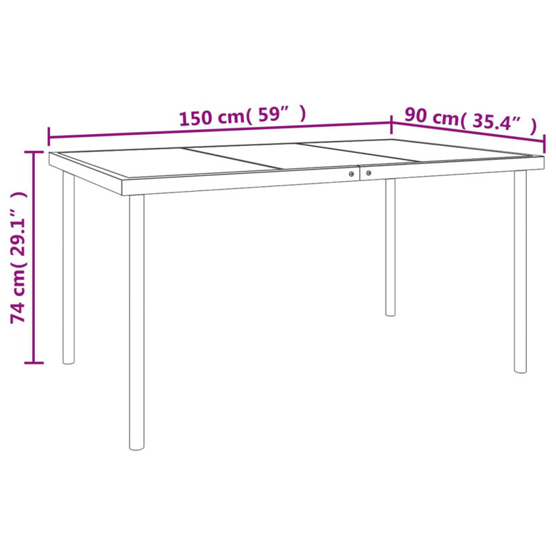 Gerta 6 - Person Patio Dining Set with Rectangular Table, 6, 59.1" Table Length