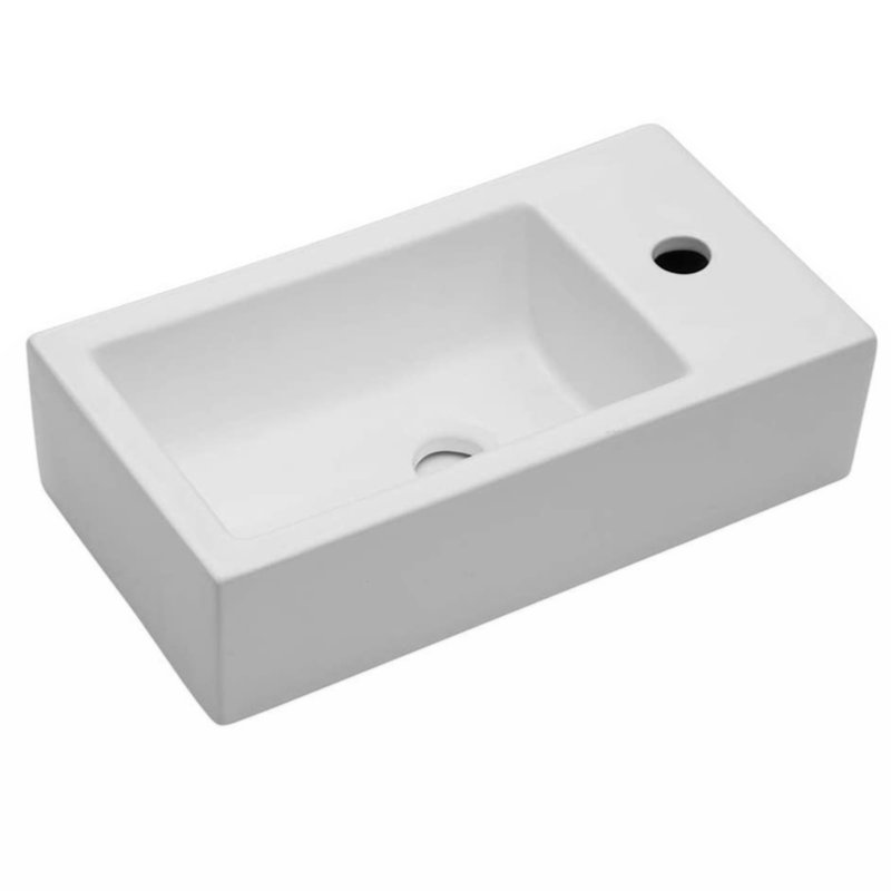 Myhomekeepers 10'' White Ceramic Rectangular Bathroom Sink