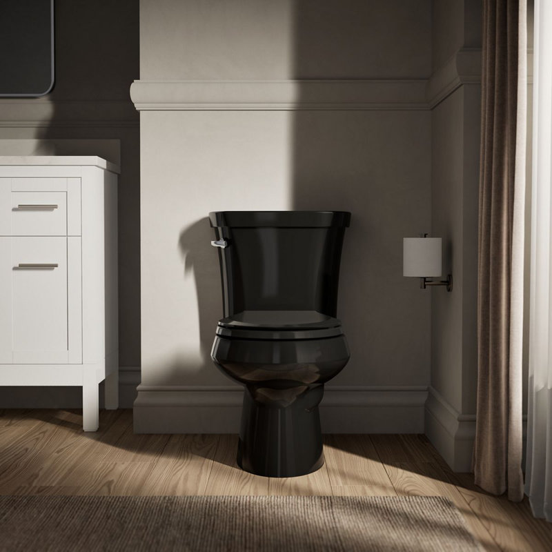 Wellworth® 1.28 GPF Water Efficient Round Two-Piece Toilet (Seat Not Included), Black, Left-Hand, No