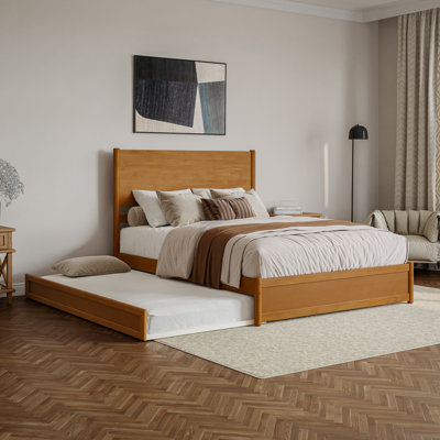  Ronan Wood Platform Bed with Footboard and Trundle