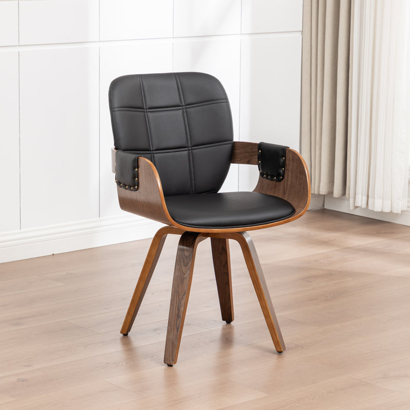 Braiden Swivel Faux Leather Dining Chair, Black