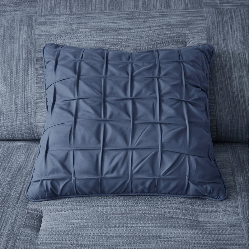 Édredon 7 pièces très grand - bleu marine, imprimé texturé, bleu marine