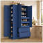 Grand garde-manger de style campagnard de 73,6 po, armoire de rangement autoportante bleue avec 7 tablettes, 2 tiroirs, 3 plateaux coulissants et armoires latérales pour la cuisine, la salle à manger-600372315
