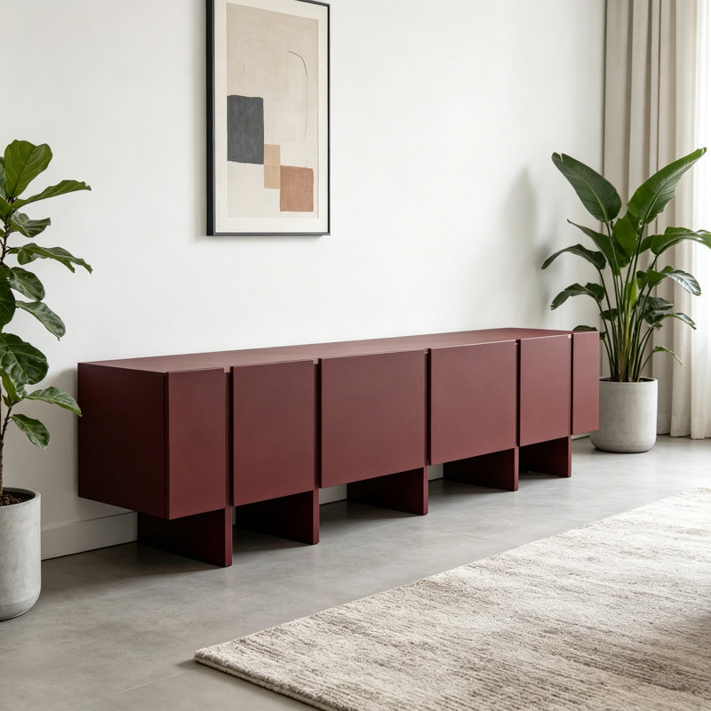 Meuble télé avec rangement de luxe de style italien, Vin rouge