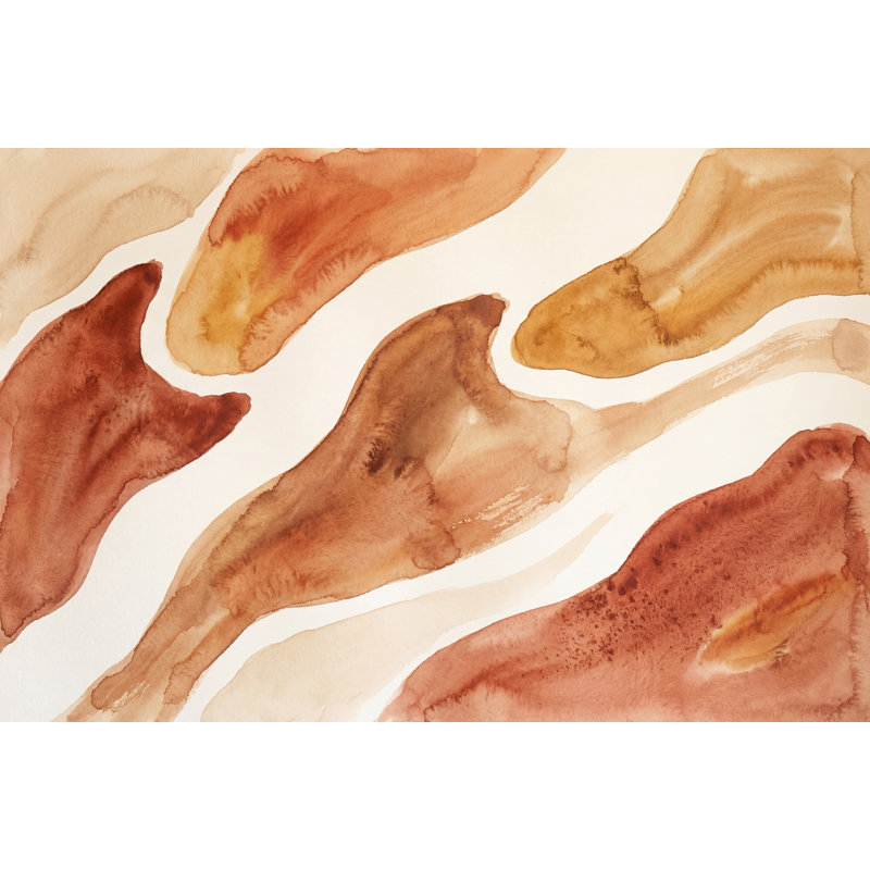 Papier peint aquarelle abstraite tons de terre formes organiques, Non tissé, 140 po x 108 po