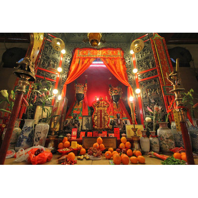 Two Deities At Man Mo Temple by Bogdan Kurylo - Wrapped Canvas Print